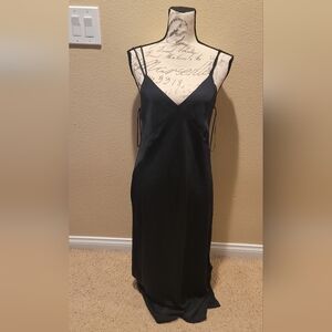 Zara Women's Black Satin Spaghetti Strap Maxi Dress